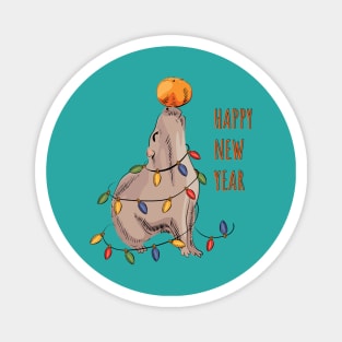 New Year's Capybara with tangerine Magnet